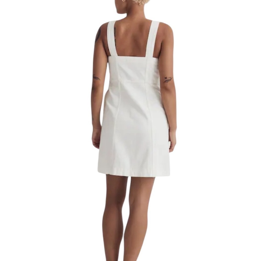 NWT Madewell Denim Square Neck Sleeveless Mini Dress in Tile White Size 14 - Picture 2 of 13